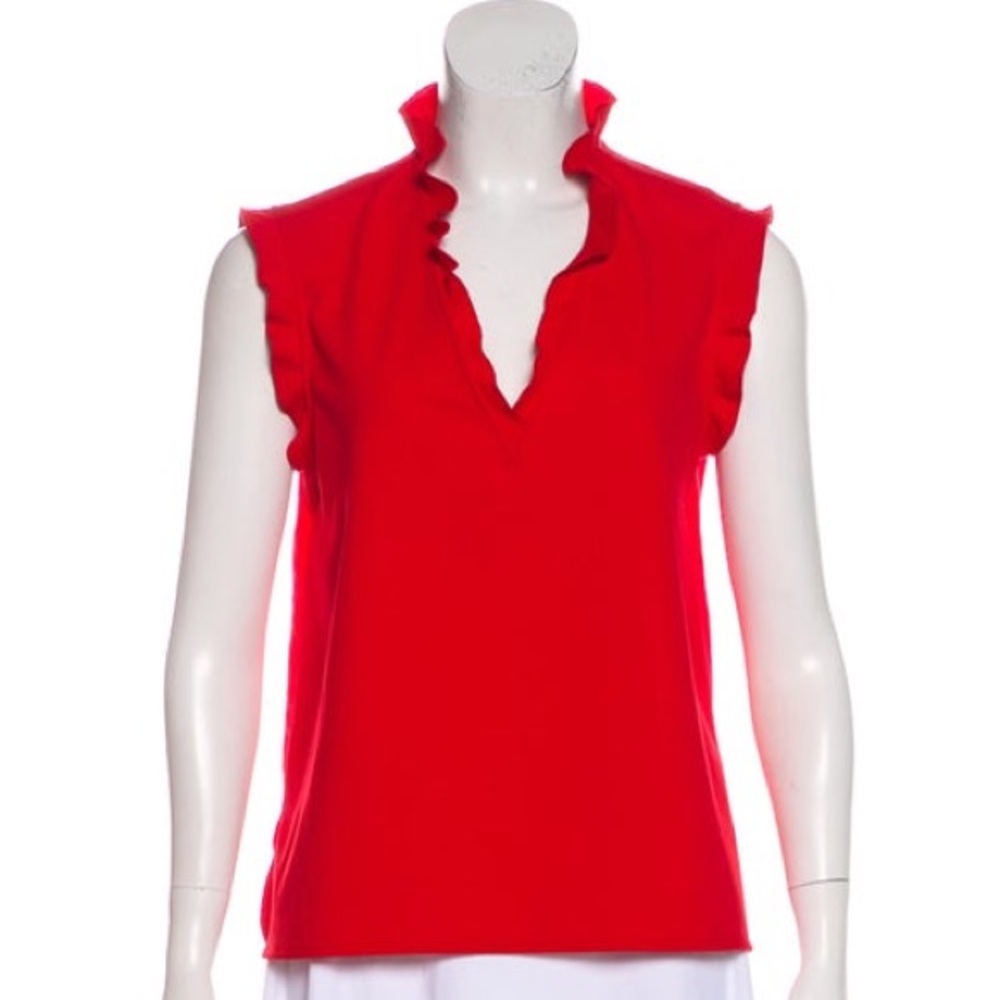 Maje Ruffle-trim sleeveless blouse